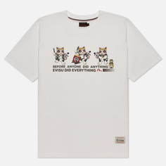 Мужская футболка Evisu Heritage Dancing Wadaiko Fortune-Cat Printed белый, Размер XL