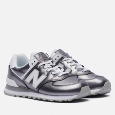 Женские кроссовки New Balance 574 Metallic серебряный, размер 36 EU