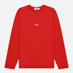 Мужской лонгслив MSGM Micrologo Basic Crew Neck красный, Размер M