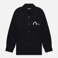 Женская джинсовая куртка Evisu Evisukuro Overlays Printed Kamon Shirt чёрный, Размер XS