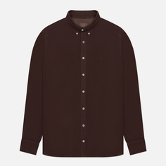 Мужская рубашка Hackett Garment Dyed Linen B Slim Fit коричневый, Размер XXL