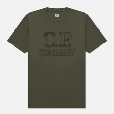 Мужская футболка C.P. Company 24/1 Jersey Blurry Logo зелёный, Размер L