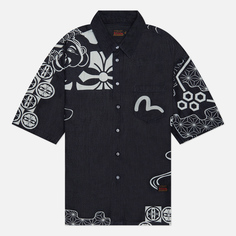 Мужская рубашка Evisu Seagull Embroidered Kamon Decorative Print синий, Размер XXL