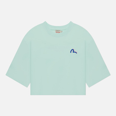 Женская футболка Evisu Logo Printed Cropped зелёный, Размер S