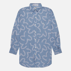 Мужская рубашка Evisu Nashville 3 Button-Down Check Kamome голубой, Размер XL