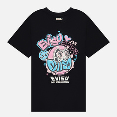 Женская футболка Evisu Graffiti Daruma Printed Boyfriend чёрный, Размер S
