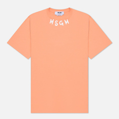 Мужская футболка MSGM Script Logo Neck оранжевый, Размер M