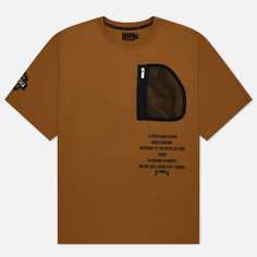 Мужская футболка Evisu Godhead & Evisu Print Embroidered Pocket коричневый, Размер L