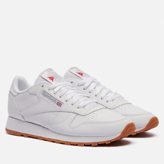 Мужские кроссовки Reebok Classic Leather белый, размер 44.5 EU