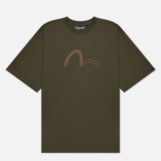 Мужская футболка Evisu Evisukuro Side Outline Logo оливковый, Размер XL