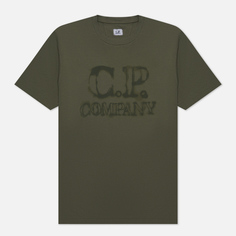 Мужская футболка C.P. Company 24/1 Jersey Blurry Logo зелёный, Размер S