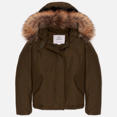 Женская куртка парка Woolrich Arctic Raccoon Short зелёный, Размер L