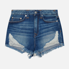 Женские шорты Evisu Daruma Plastisol Printed Daicock Denim синий, Размер 25