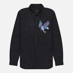 Мужская рубашка Evisu Eagle & Seagull Embroidered Denim чёрный, Размер M