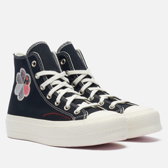 Женские кеды Converse Chuck Taylor All Star Lift Platform Crafted Patchwork чёрный, 39 EU