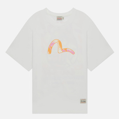 Женская футболка Evisu Graffiti Daruma & Seagull Printed Oversized белый, Размер XS