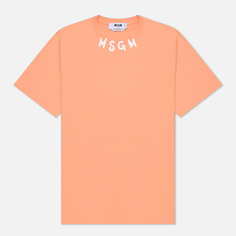 Мужская футболка MSGM Script Logo Neck оранжевый, Размер XL