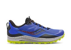 Спортивные кроссовки мужские Saucony Peregrine 12 синий/чёрный/лимонный US 9, 1 пара