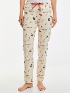 Брюки домашние женские oodji 59807010-5 бежевые 2XL