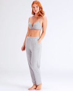 Свободные штаны из вискозы для дома и отдыха XS серый меланж Pretty Polly