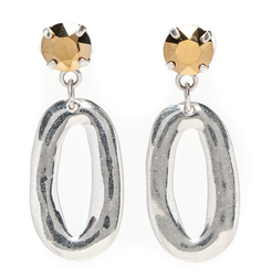 Серьги Moon Paris металлические овальные подвески с кристаллами (серебристый)