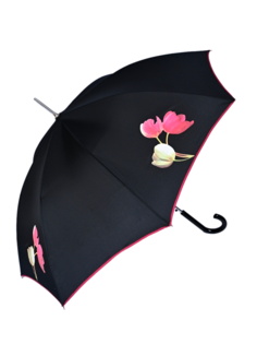 Зонт женский Airton 1621 черный с тюльпанами