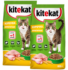 Сухой корм для кошек Kitekat Аппетитная курочка, 2 шт по 0,8 кг