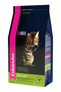 Сухой корм для кошек Eukanuba Hairball Control, вывод шерсти, птица 400 г