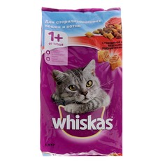 Сухой корм для кошек Whiskas для стерилизованных, говядина, 1,9 кг