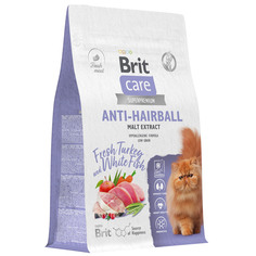 Сухой корм для кошек BRIT CARE Anti-Hairball с белой рыбой и индейкой, 0.4 кг Brit*