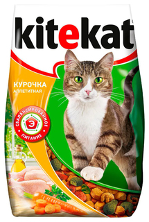 Сухой полнорационный корм KITEKAT™ для взрослых кошек «Курочка Аппетитная», 10 шт по 350г