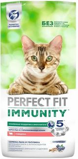 Сухой корм для кошек Perfect Fit Immunity, говядина с семенами льна и голубикой, 5,5 кг