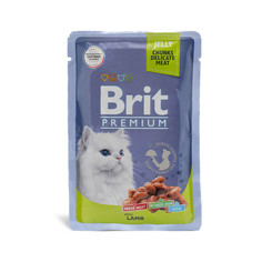 Корм влажный Brit Premium для взрослых кошек, ягнёнок, в желе, 85 г Brit*