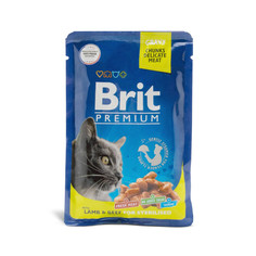 Корм влажный Brit Premium для взрослых кошек, ягненок и говядина в соусе, пауч, 85 г Brit*