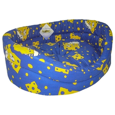 Лежак для кошек Бобровый Дворик Кошки с бортиком № 1, 42 х 35 х 16 см, синий