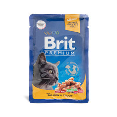 Влажный корм для кошек Brit Premium, лосось и форель в соусе, 85 гр Brit*