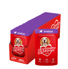 Влажный корм для собак ДАРЛИНГ с ягненком в соусе, 26 шт по 75 г