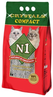 Наполнитель для туалета кошек №1 Crystals Compact комкующийся, 4 шт по 5 л N1
