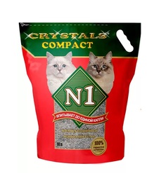Наполнитель для туалета кошек №1 Crystals Compact комкующийся, 4 шт по 10 л N1