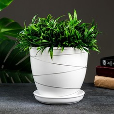 Цветочный горшок Магнолия 2,4 л белый 1 шт. No Brand