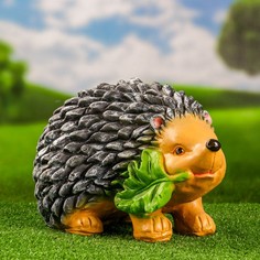 Садовая фигура "Ёж с листом" 23х36х23см Хорошие сувениры