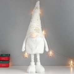 Кукла интерьерная "Дед Мороз в белом колпаке с золотом" раздвижной 80х22х14 см No Brand