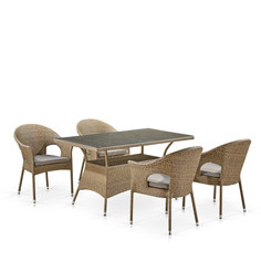 Обеденный комплект плетеной мебели Afina T198B/Y79B-W56 Light Brown (4+1)