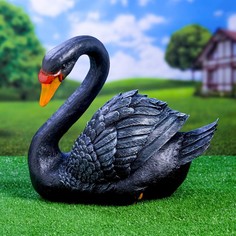Садовая фигура "Лебедь" черный, 34х25х40см Хорошие сувениры