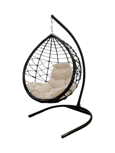 Подвесное кресло черный M-Group Капля Лори 11530401 бежевая подушка