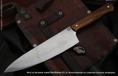 Товарищество Завьялова кухонный нож Шеф Н-56 дамаск Зладинокс, айронвуд