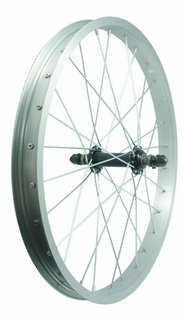 Колесо 20" переднее, обод одинарный алюм. б/пист., втулка стальная, на гайках, чёр. Noname