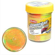 Паста форелевая Berkley PowerBait NATURAL SCENT Glitter TROUT BAIT 50gr LIVER - RAINBOW