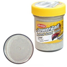 Паста форелевая Berkley PowerBait NATURAL SCENT Glitter TROUT BAIT 50gr LIVER - WHITE