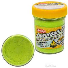 Паста форелевая Berkley PowerBait NATURAL SCENT Glitter 50gr, чеснок, зеленый